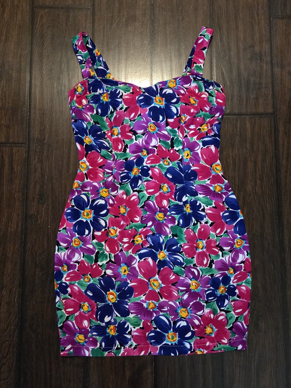 Paris Blues Fuchsia, Navy & Green Floral Mini Dress